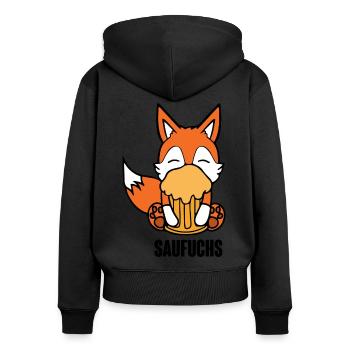 Fuchs Saufuchs Biertrinker Saufen Bier - Frauen Premium Bio Zip Hoodie - Schwarz - Hinten - Julia (174cm)