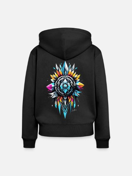 Geometrisches Stammessymbol - Frauen Premium Bio Zip Hoodie - Schwarz