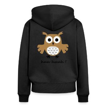 doux hibou hibou drôle Sujets de bébé comique - Sweat à capuche zippé Premium bio Femme - noir - Dos - Julia (174cm)