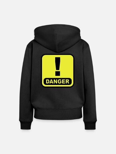 Danger Ausrugezeichen - Frauen Premium Bio Zip Hoodie - Schwarz