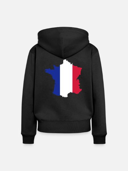 France - Frauen Premium Bio Zip Hoodie - Schwarz