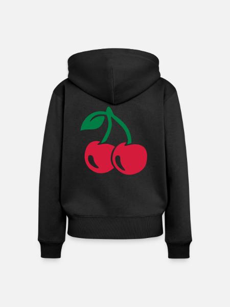 Kirsche - Frauen Premium Bio Zip Hoodie - Schwarz