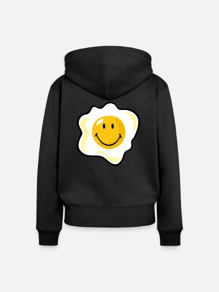 Smiley Fried Egg - Frauen Premium Bio Zip Hoodie - Schwarz