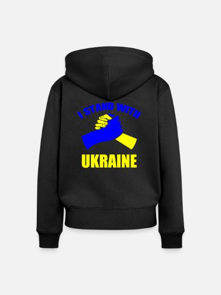 I stand with Ukraine - Frauen Premium Bio Zip Hoodie - Schwarz