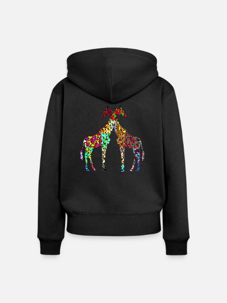 Zwei Giraffen - Frauen Premium Bio Zip Hoodie - Schwarz