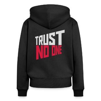 ne faites confiance à personne pour ne citer - Sweat à capuche zippé Premium bio Femme - noir - Dos - Julia (174cm)