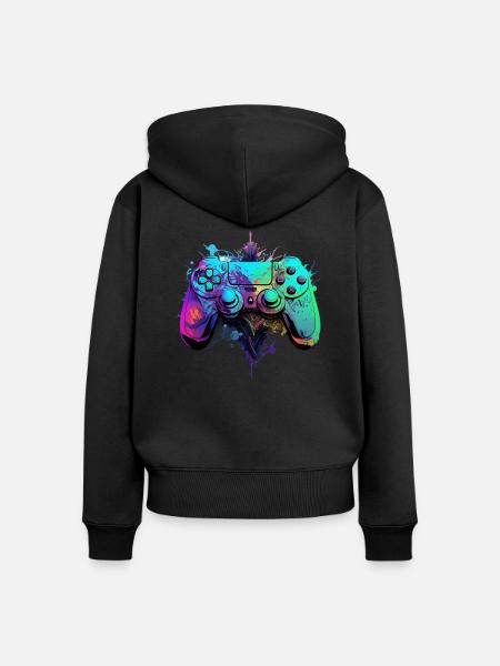 Neon Gaming Controller / Kontroller - Frauen Premium Bio Zip Hoodie - Schwarz