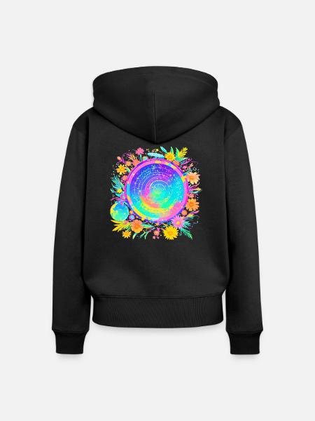 Hypnotische Blumen - Frauen Premium Bio Zip Hoodie - Schwarz
