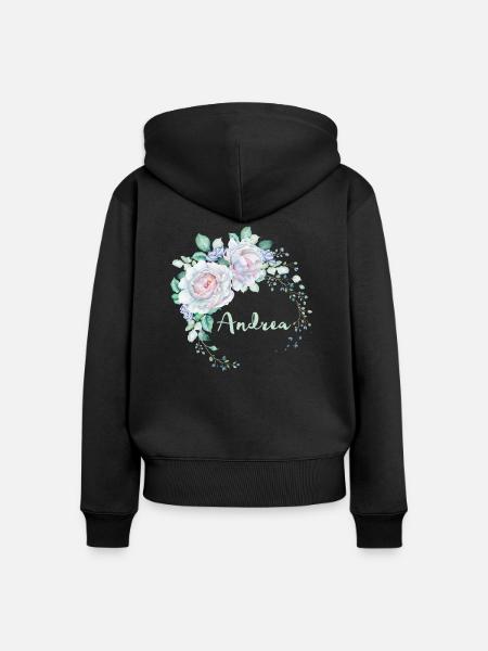 Für Andrea - Frauen Premium Bio Zip Hoodie - Schwarz