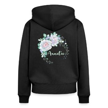 Für Annelie - Frauen Premium Bio Zip Hoodie - Schwarz - Hinten - Julia (174cm)