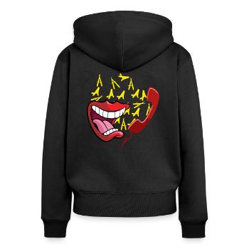 Appel ennuyeux - Sweat à capuche zippé Premium bio Femme - noir - Dos - Julia (174cm)
