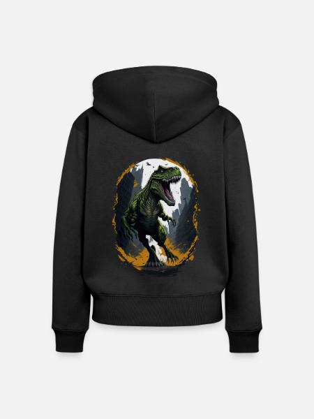T Rex Dinosaurier - Frauen Premium Bio Zip Hoodie - Schwarz