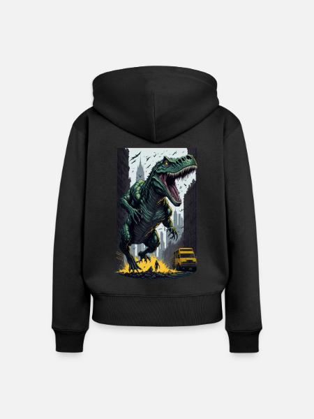 T Rex - Frauen Premium Bio Zip Hoodie - Schwarz
