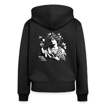 Bacchus Caravaggio Hommage - Frauen Premium Bio Zip Hoodie - Schwarz - Hinten - Julia (174cm)