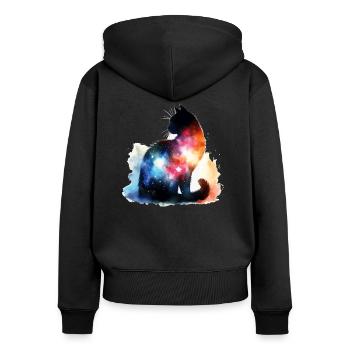 Cat silhouette colorful watercolor I - Women's Premium Organic Zip Hoodie - black - Back - Julia (174cm)