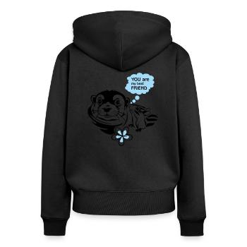 Otter and chipmunk are best friends - Women's Premium Organic Zip Hoodie - black - Back - Julia (174cm)