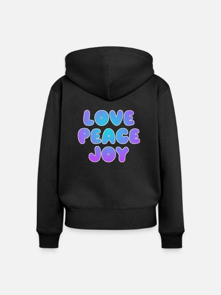 Liebe, Frieden, Freude - Frauen Premium Bio Zip Hoodie - Schwarz