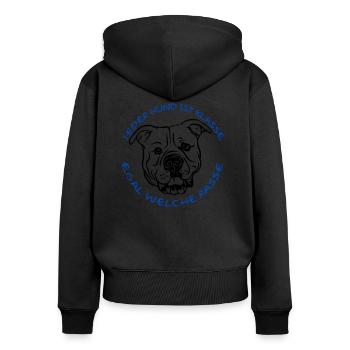 "Every dog is..." - Women's Premium Organic Zip Hoodie - black - Back - Julia (174cm)
