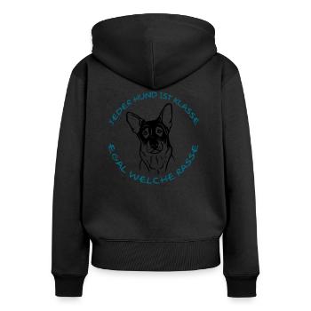 Tous les chiens sont formidables - Berger allemand - Sweat à capuche zippé Premium bio Femme - noir - Dos - Julia (174cm)