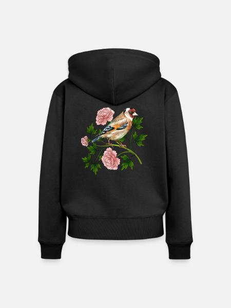 Bunter Vogel - Frauen Premium Bio Zip Hoodie - Schwarz