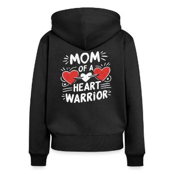 Stolze Mama eines Herz-Kämpfers - Frauen Premium Bio Zip Hoodie - Schwarz - Hinten - Julia (174cm)