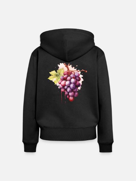Weintrauben - Frauen Premium Bio Zip Hoodie - Schwarz