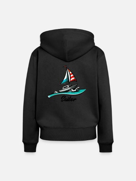 Boot Segeln - Frauen Premium Bio Zip Hoodie - Schwarz