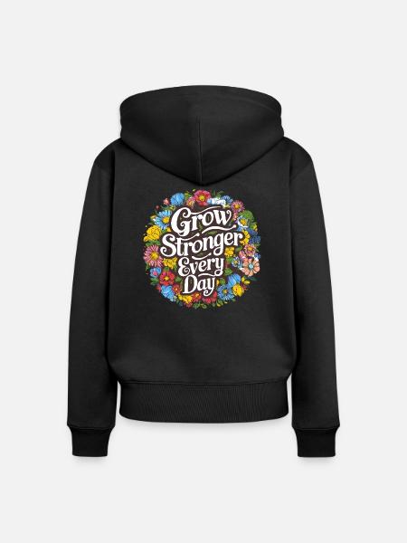 Stärker - Frauen Premium Bio Zip Hoodie - Schwarz