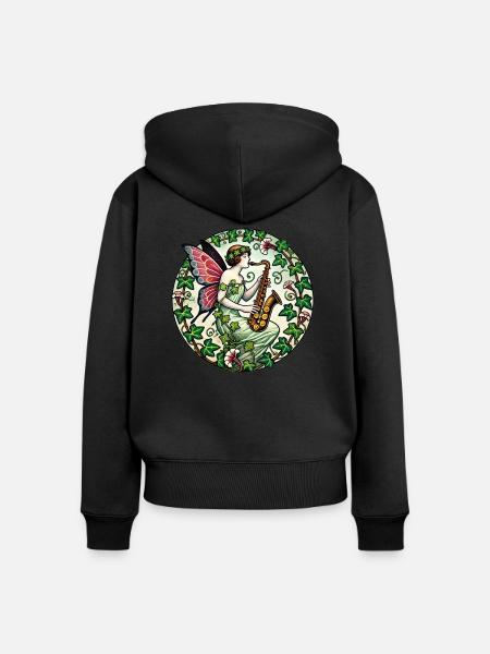 Saxophon Fee - Frauen Premium Bio Zip Hoodie - Schwarz