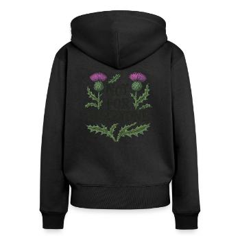 Pas pour tout le monde - Sweat à capuche zippé Premium bio Femme - noir - Dos - Julia (174cm)