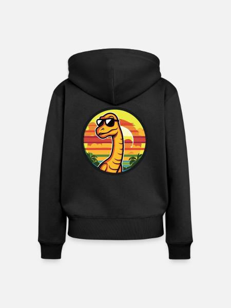 Dinosaurier brontosaurus Comic - Frauen Premium Bio Zip Hoodie - Schwarz