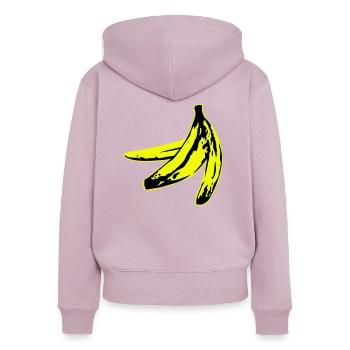 warholish banana peel - Sweat à capuche zippé Premium bio Femme - rose poudré - Dos - Julia (174cm)