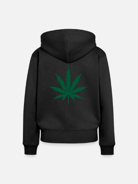 Marihuana-Blatt - Frauen Premium Bio Zip Hoodie - Schwarz