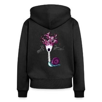 Flamme Songs Backbone-Schnecke - Frauen Premium Bio Zip Hoodie - Schwarz - Hinten - Julia (174cm)