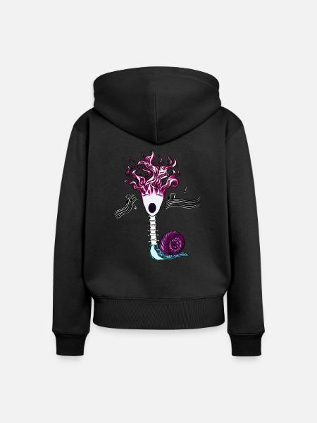 Flamme Songs Backbone-Schnecke - Frauen Premium Bio Zip Hoodie - Schwarz