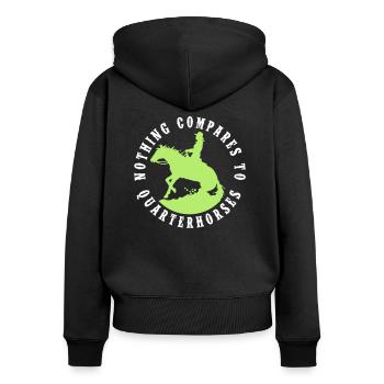 Quarterhorses Lady 2C - Frauen Premium Bio Zip Hoodie - Schwarz - Hinten - Julia (174cm)