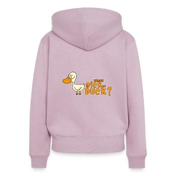 WANNA SICK MY DUCK? - Frauen Premium Bio Zip Hoodie - Altrosa - Hinten - Julia (174cm)