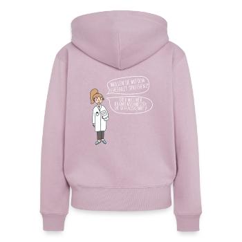 VOULEZ-VOUS PARLER AVEC LE CHEF? - Sweat à capuche zippé Premium bio Femme - rose poudré - Dos - Julia (174cm)
