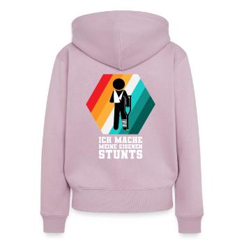 Je fais mes propres surprises - Sweat à capuche zippé Premium bio Femme - rose poudré - Dos - Julia (174cm)