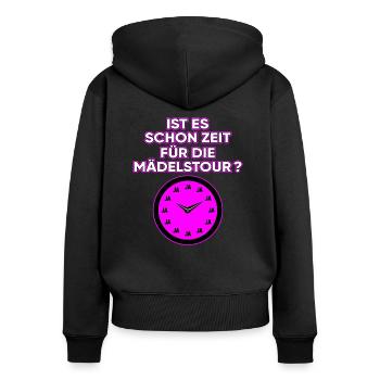 IST ES SCHON ZEIT FÜR DIE MÄDELSTOUR? - Frauen Premium Bio Zip Hoodie - Schwarz - Hinten - Julia (174cm)