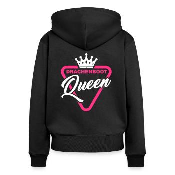 Drachenboot Queen - Königin Paddlerin - Frauen Premium Bio Zip Hoodie - Schwarz - Hinten - Julia (174cm)
