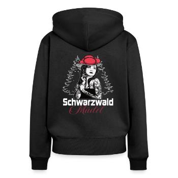 Modern Black Forest girl with Bollenhut - Women's Premium Organic Zip Hoodie - black - Back - Julia (174cm)