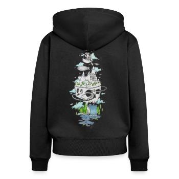 skull & Nature - Women's Premium Organic Zip Hoodie - black - Back - Julia (174cm)