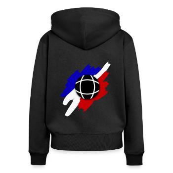 Tricolore Boule Kugel - Frauen Premium Bio Zip Hoodie - Schwarz - Hinten - Julia (174cm)