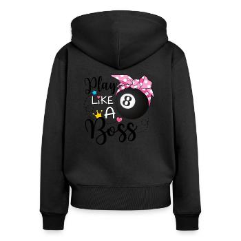 Jouez comme une piscine boss - Sweat à capuche zippé Premium bio Femme - noir - Dos - Julia (174cm)