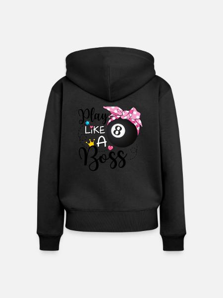 Spielen Wie ein Boss Pool - Frauen Premium Bio Zip Hoodie - Schwarz