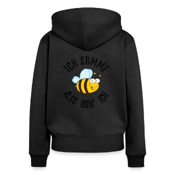 Ich summe also bien ich Biene Wespe Shirt schwarz - Frauen Premium Bio Zip Hoodie - Schwarz - Hinten - Julia (174cm)