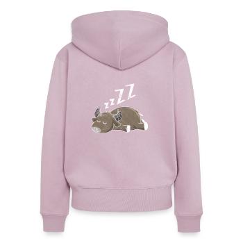 Schlafender Büffel - Frauen Premium Bio Zip Hoodie - Altrosa - Hinten - Julia (174cm)