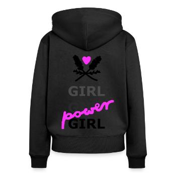 Girl Power - Frauen Premium Bio Zip Hoodie - Schwarz - Hinten - Julia (174cm)