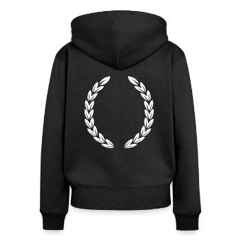 Lorbeerkranz - Frauen Premium Bio Zip Hoodie - Schwarz - Hinten - Julia (174cm)
